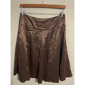 Fashional A-Line Skirt Womens Large Brown Shimmer Flare Midi Cotton Blend Y2K